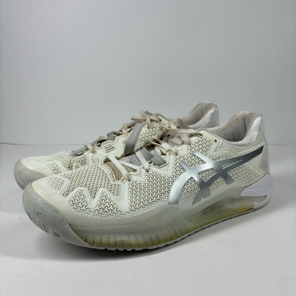 ASICS Gel-Resolution 8 Women's US 9.5 White Pure Silver Tennis Shoes 1042A072